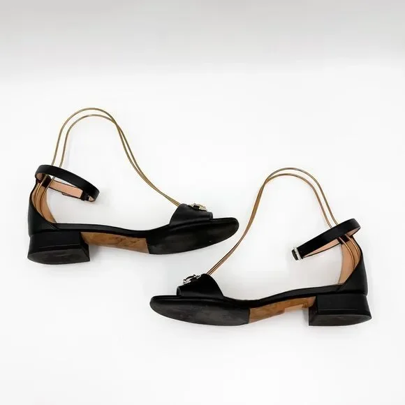 Gucci Horsebit Black Leather Sandals Low Heel Size 37.5, 7.5 - Picture 5 of 15